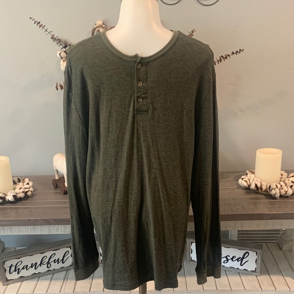 Volcom Dark Green Long Sleeve Henley - Picture 1 of 3